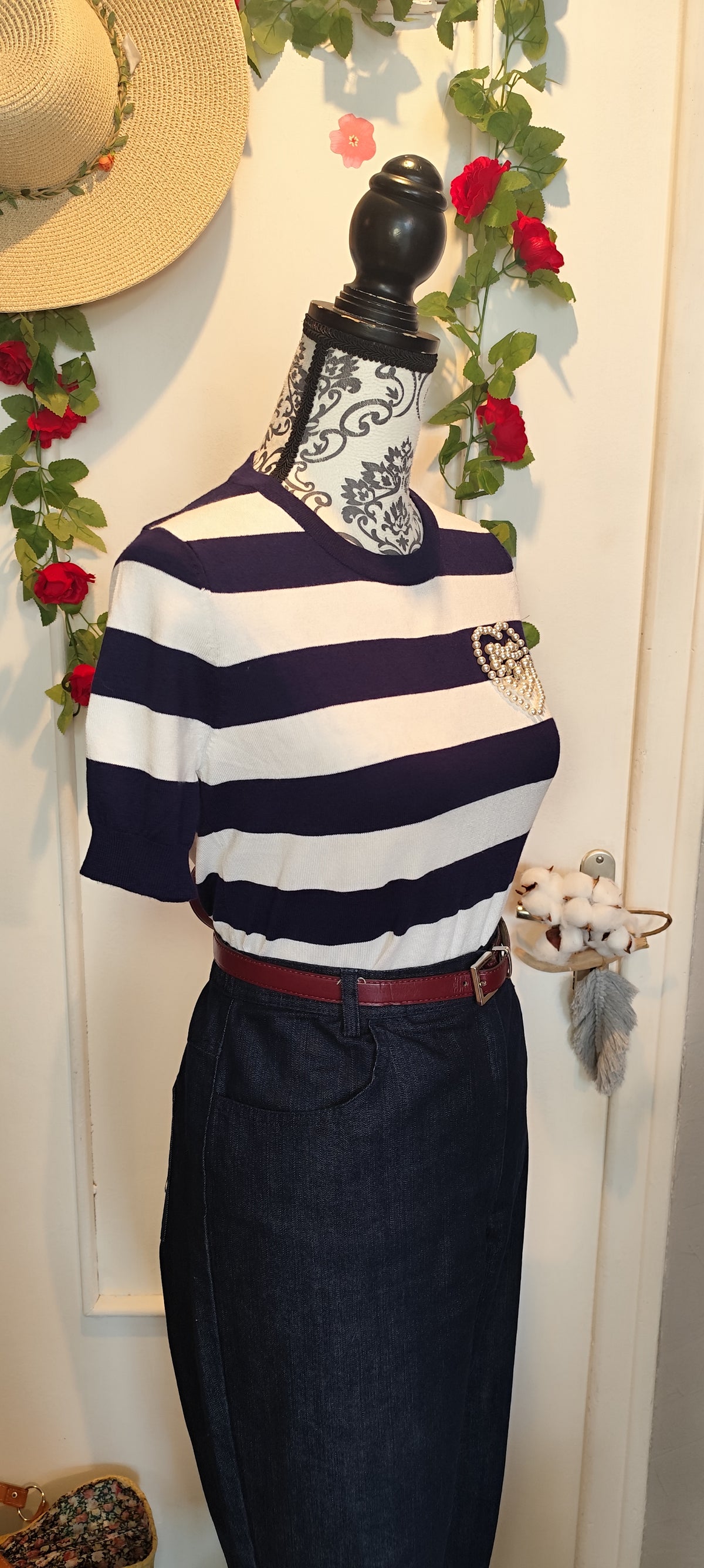 Pull fin en maille marin Jean-Louis François