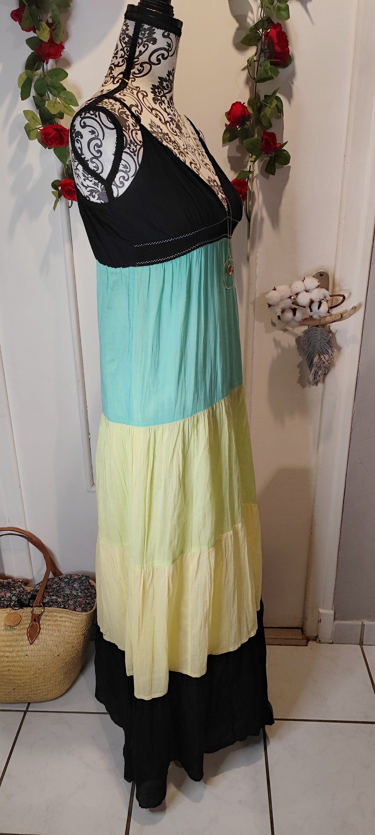 Robe longue tricolore Xanaka