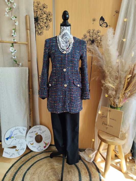 Veste mi-longue tweed Zara