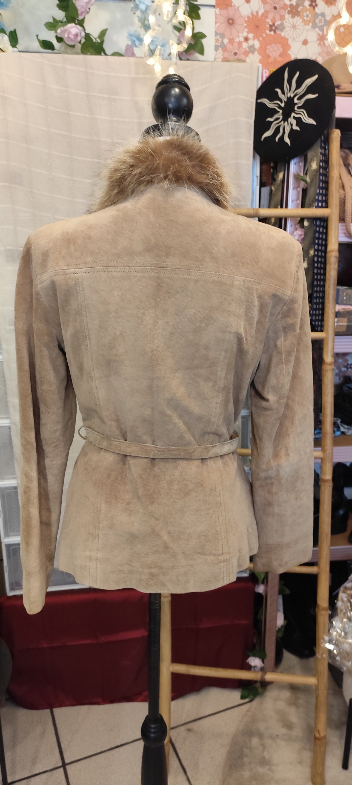 Veste cuir ceinturée Naf Naf vintage