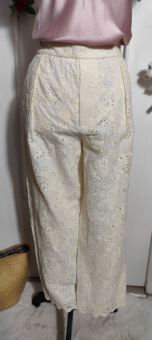 Pantalon broderie Zara