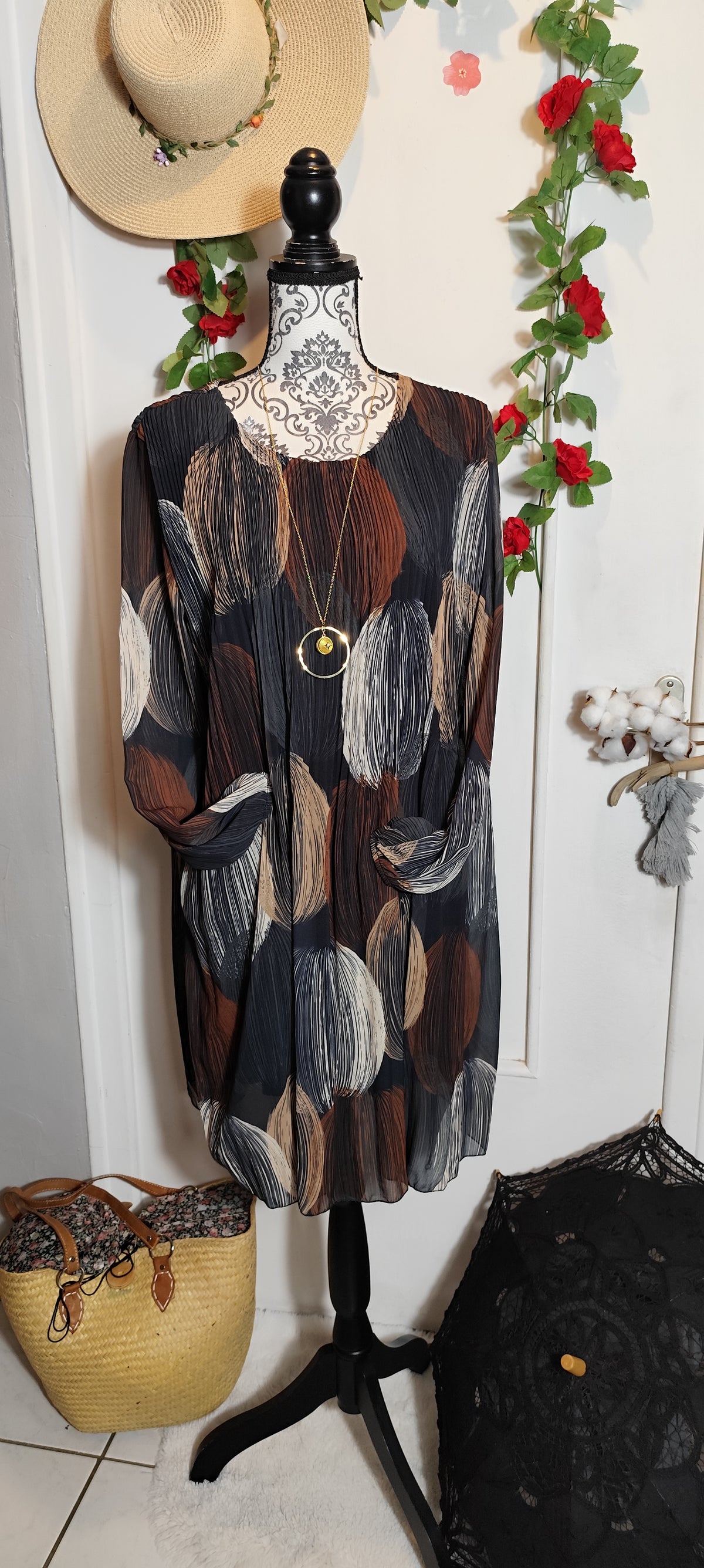 Robe rétro plissée