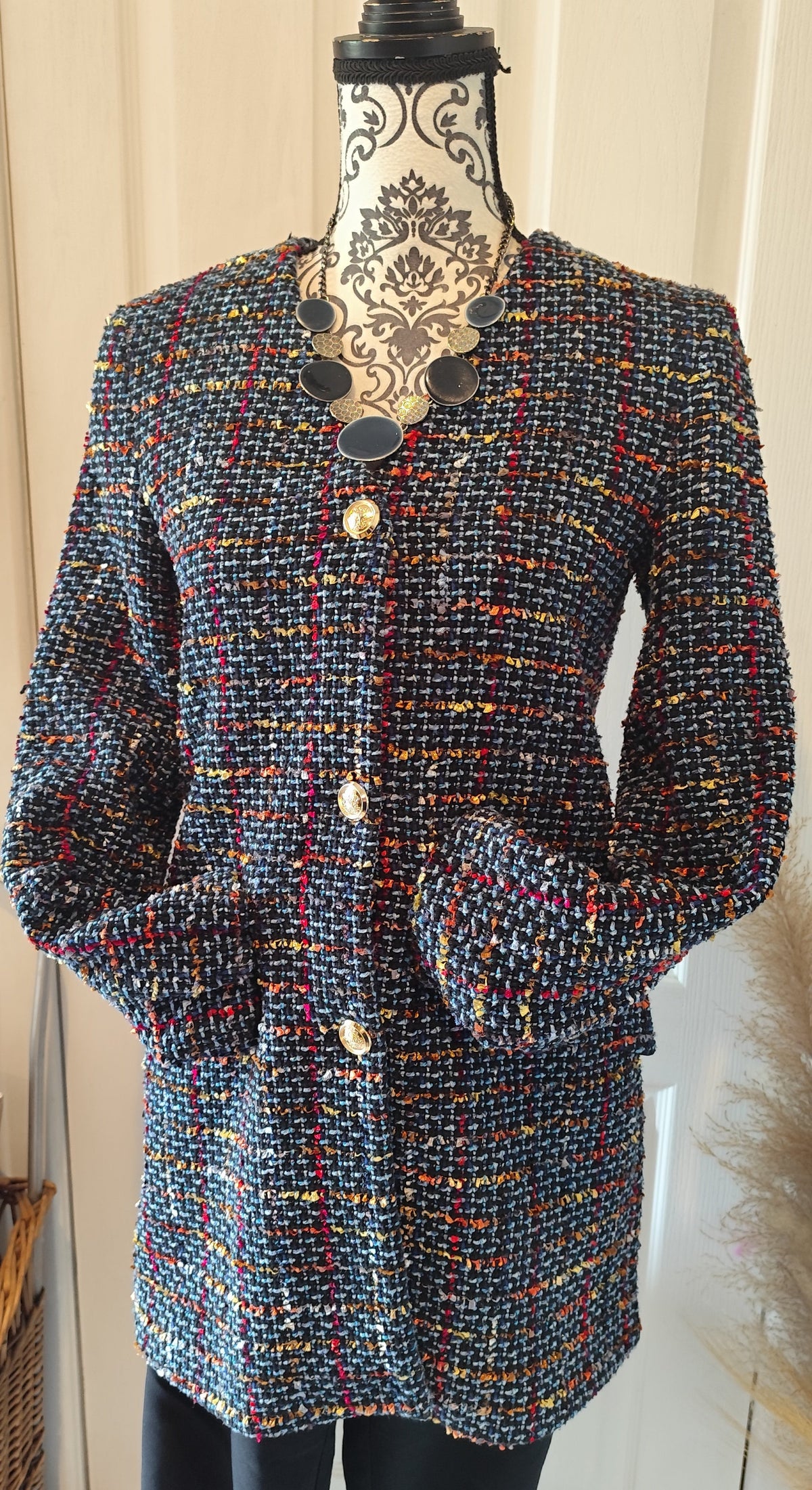 Veste mi-longue tweed Zara