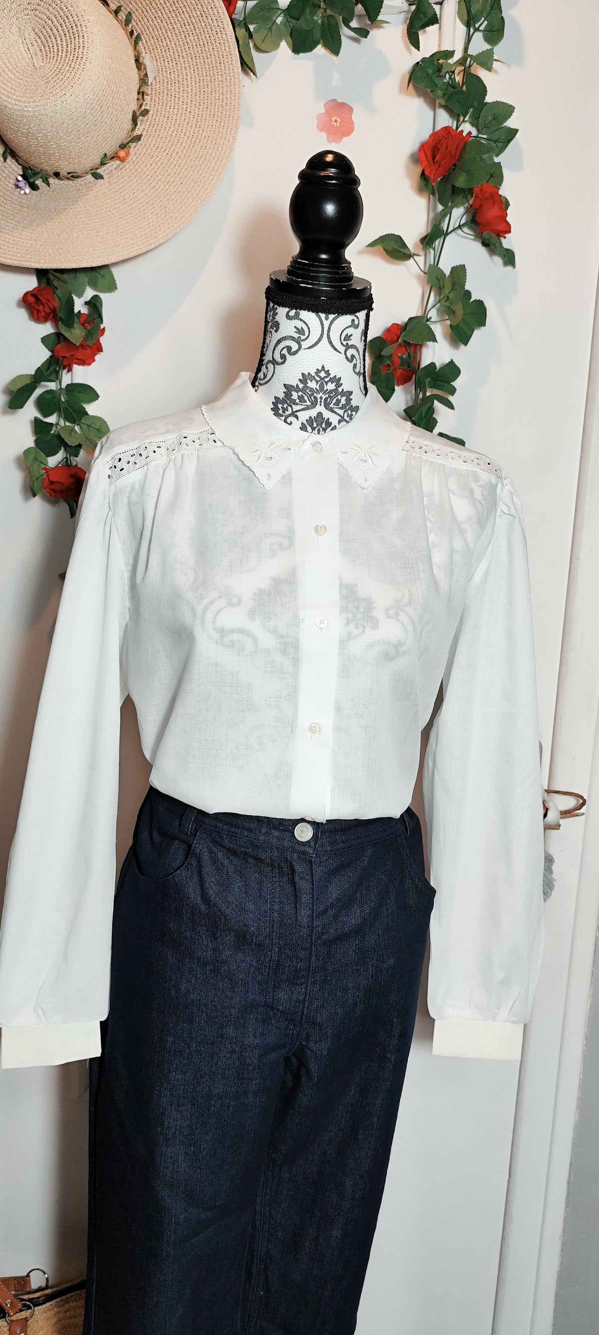 Chemisier col broderie
