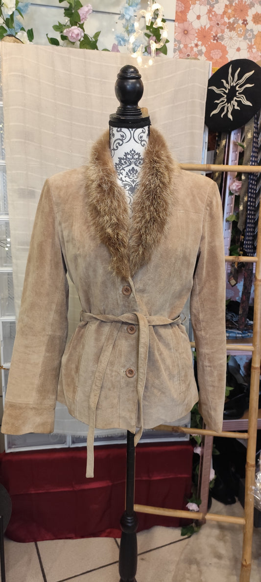 Veste cuir ceinturée Naf Naf vintage